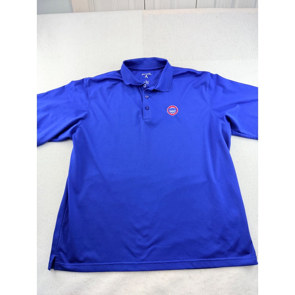 Antigua Chicago Cubs MLB Polo Shirt Mens XL Blue Short Sleeve Performance Golf